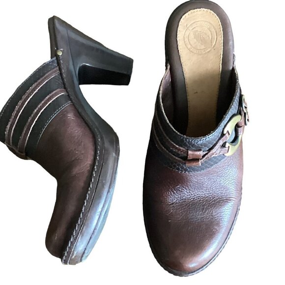 Nurture Brown Clog Whisper Leather Mule Slip-on Sz 8M #138K - Picture 1 of 8